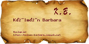 Kálmán Barbara névjegykártya
